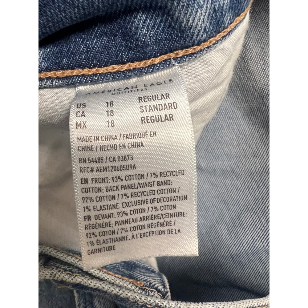 American Eagle Strigid Jeans Womens 18 Blue Excellent Distressed Straight Leg - Picture 8 of 11